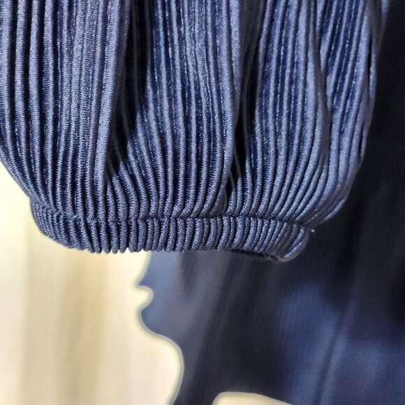 NWT- Navy Ribbed Peplum Long Sleeved Blouse - Picture 4 of 4